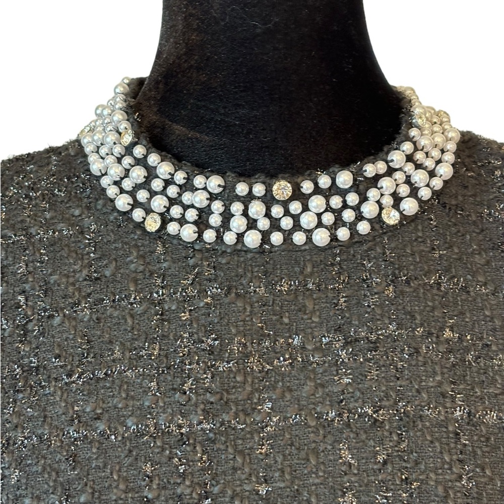 Tweed Pearl Embellished Shift Dress Small - Picture 10 of 16